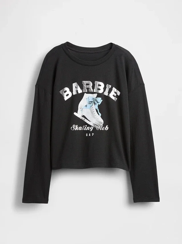 Dziecięcy T-shirt z nadrukiem Barbie w stylu oversize