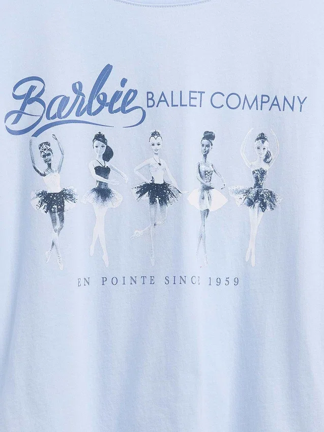 Dziecięcy T-shirt z nadrukiem Barbie w stylu oversize