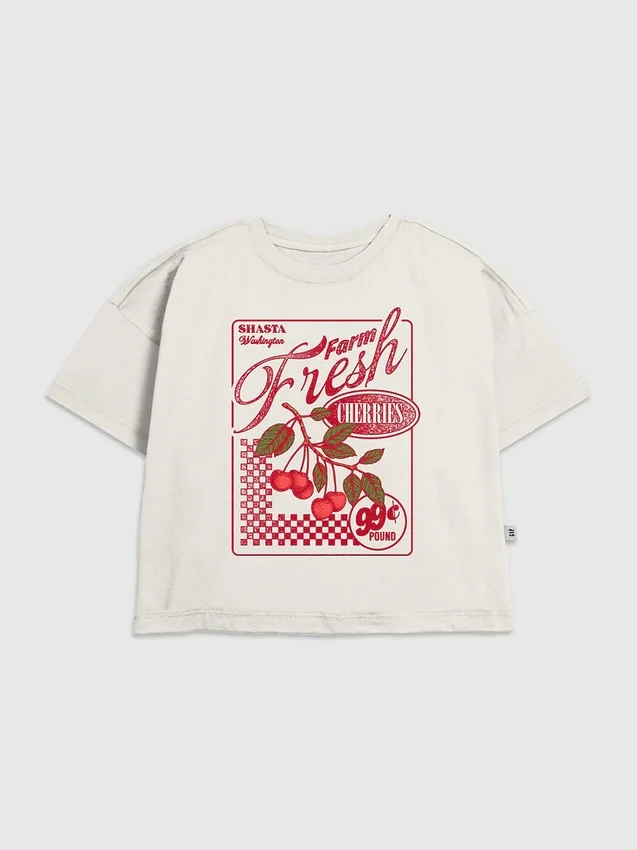 Dziecięcy T-shirt z nadrukiem „Farm Fresh Cherries”