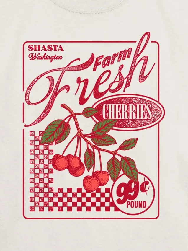 Dziecięcy T-shirt z nadrukiem „Farm Fresh Cherries”