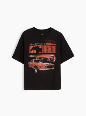 Dziecięcy T-shirt z nadrukiem „Formuła 1” w stylu oversize