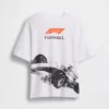 Dziecięcy T-shirt z nadrukiem „Formuła 1” w stylu oversize
