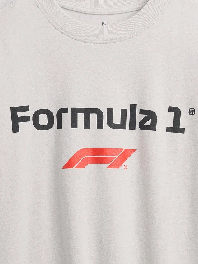 Dziecięcy T-shirt z nadrukiem „Formuła 1” w stylu oversize