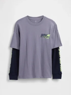 Dziecięcy T-shirt z nadrukiem i logo 2 w 1