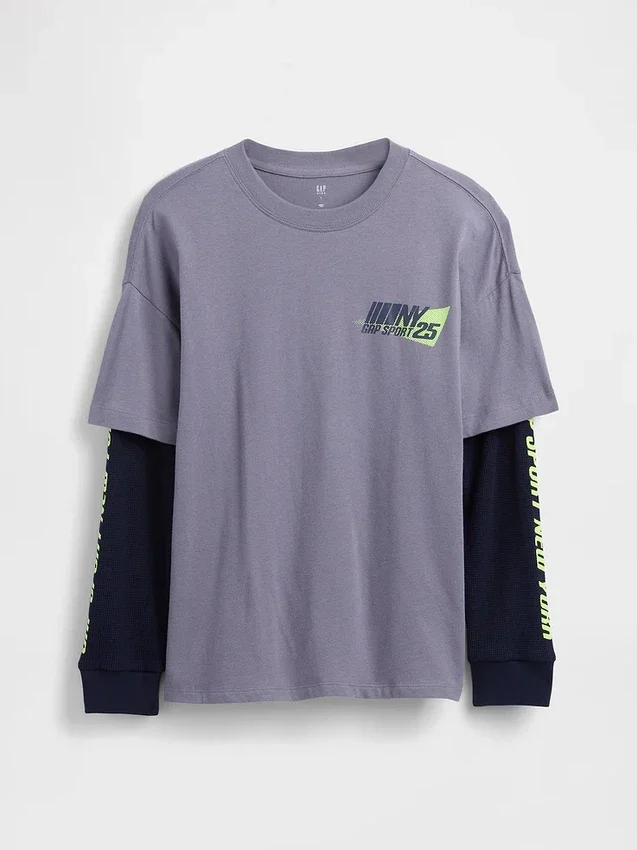 Dziecięcy T-shirt z nadrukiem i logo 2 w 1