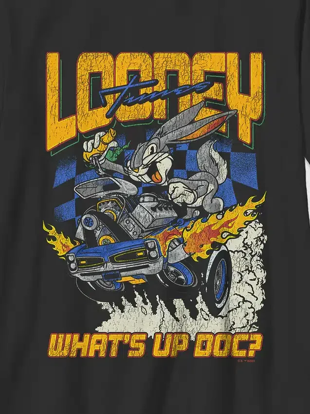 Dziecięcy T-shirt z nadrukiem „Rabbit Racer” z serii Looney Tunes