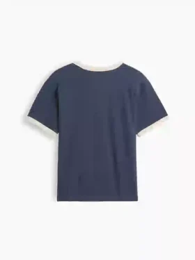 Dziecięcy T-shirt z nadrukiem „Relaxed New York” z paskiem w stylu ringer