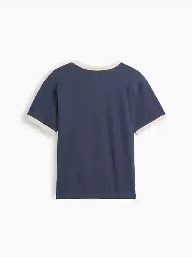 Dziecięcy T-shirt z nadrukiem „Relaxed New York” z paskiem w stylu ringer