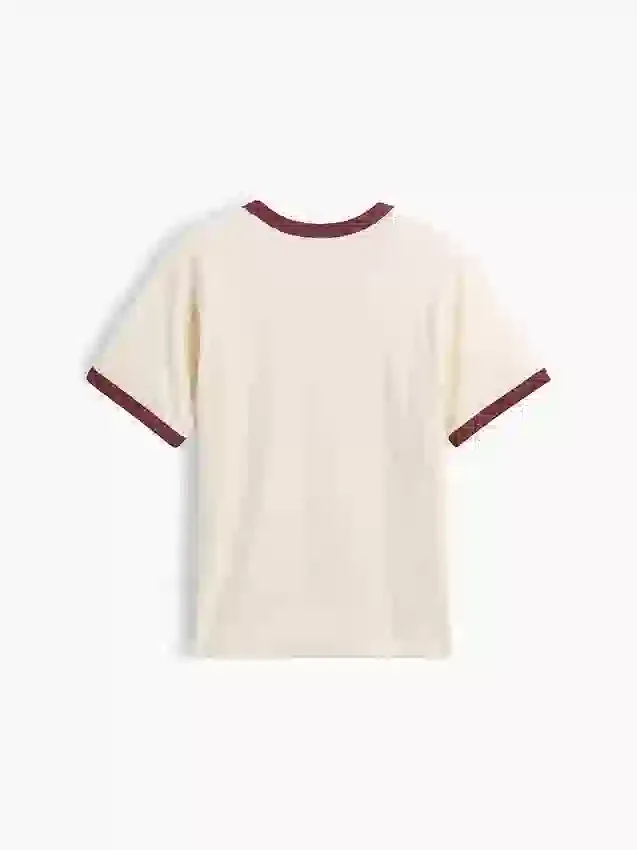 Dziecięcy T-shirt z nadrukiem „Relaxed New York” z paskiem w stylu ringer