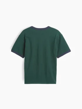 Dziecięcy T-shirt z nadrukiem „Relaxed New York” z paskiem w stylu ringer
