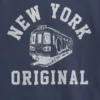 Dziecięcy T-shirt z nadrukiem „Relaxed New York” z paskiem w stylu ringer