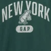 Dziecięcy T-shirt z nadrukiem „Relaxed New York” z paskiem w stylu ringer