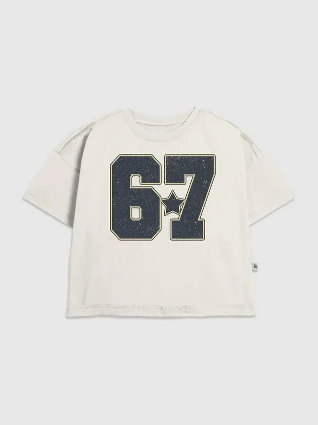 Dziecięcy T-shirt z nadrukiem „Six Seven”
