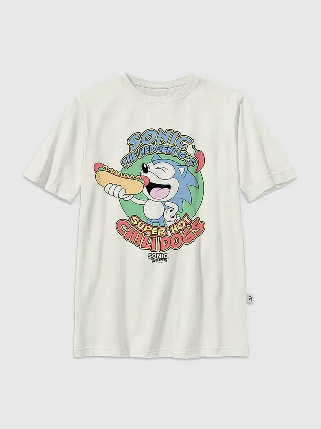 Dziecięcy T-shirt z nadrukiem „Sonic the Hedgehog Chilidogs”