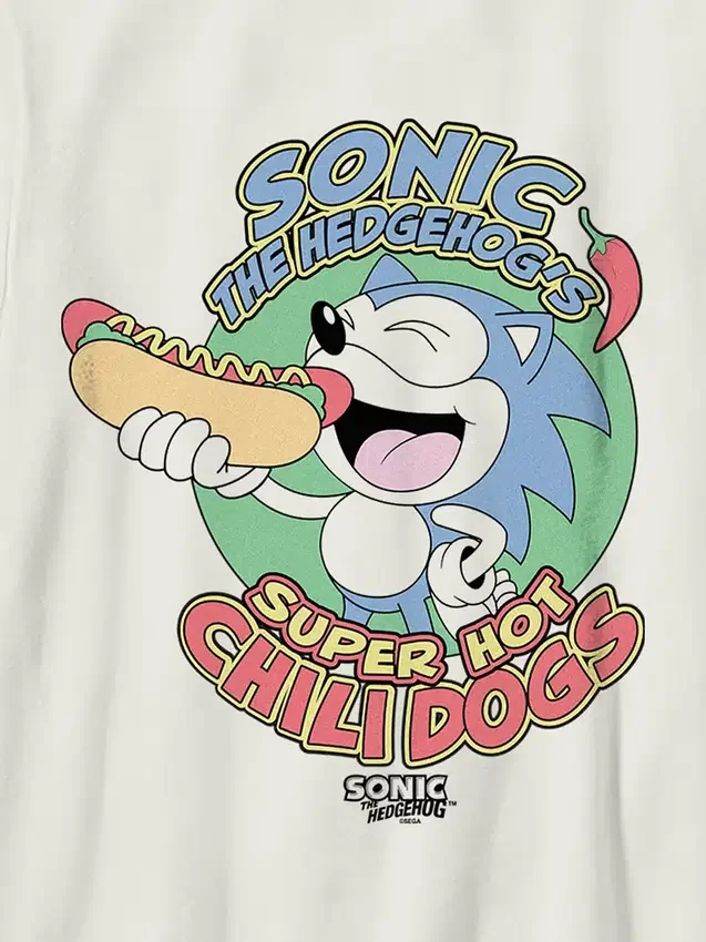 Dziecięcy T-shirt z nadrukiem „Sonic the Hedgehog Chilidogs”
