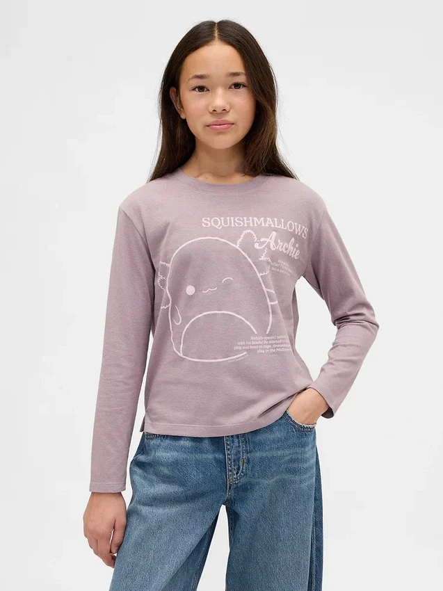 Dziecięcy T-shirt z nadrukiem Squishmallow w stylu oversize