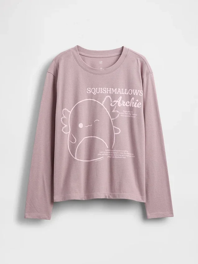 Dziecięcy T-shirt z nadrukiem Squishmallow w stylu oversize