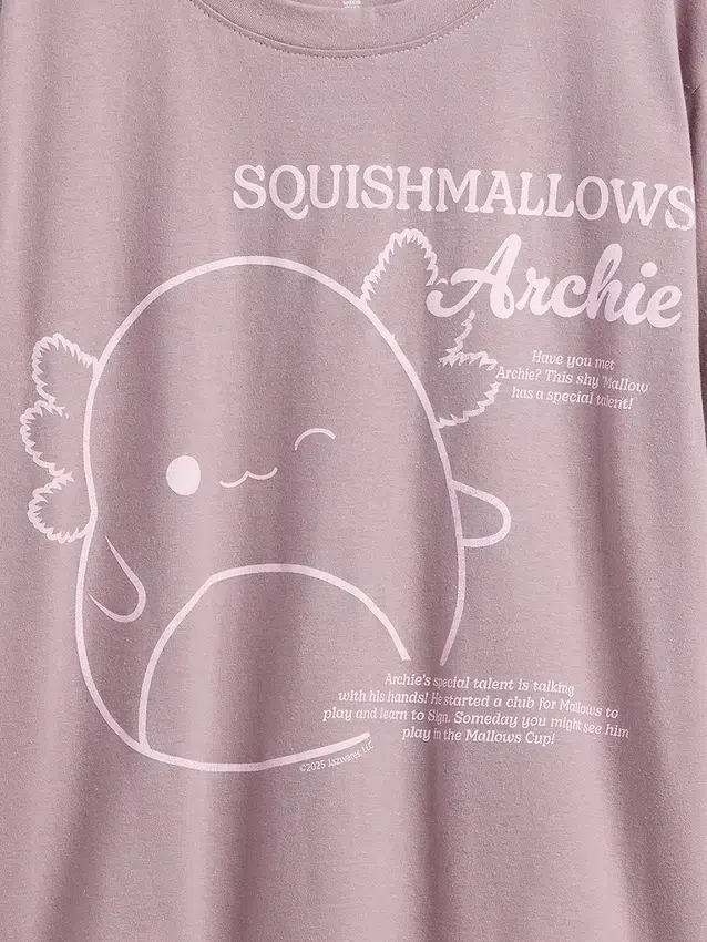 Dziecięcy T-shirt z nadrukiem Squishmallow w stylu oversize