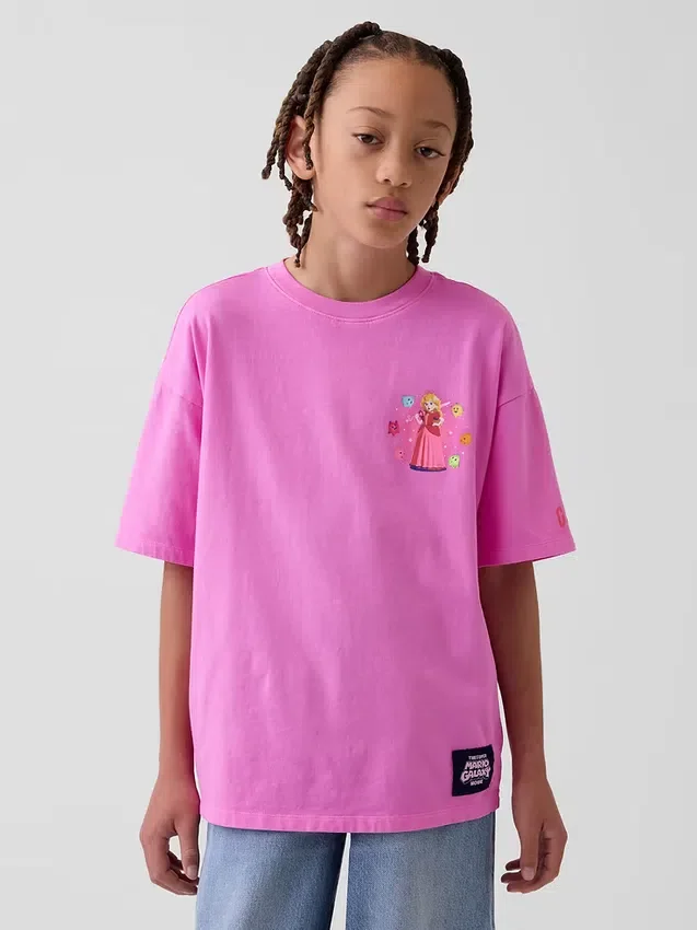 Dziecięcy T-shirt z nadrukiem Super Mario o luźnym kroju