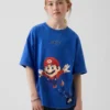Dziecięcy T-shirt z nadrukiem Super Mario o luźnym kroju