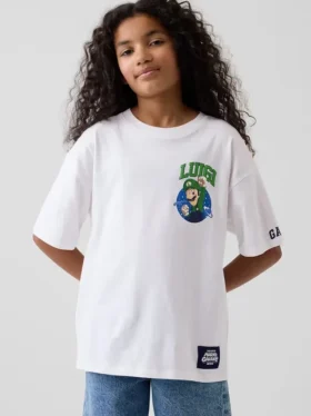 Dziecięcy T-shirt z nadrukiem Super Mario o luźnym kroju