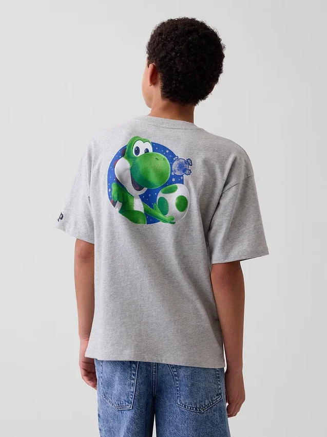 Dziecięcy T-shirt z nadrukiem Super Mario o luźnym kroju
