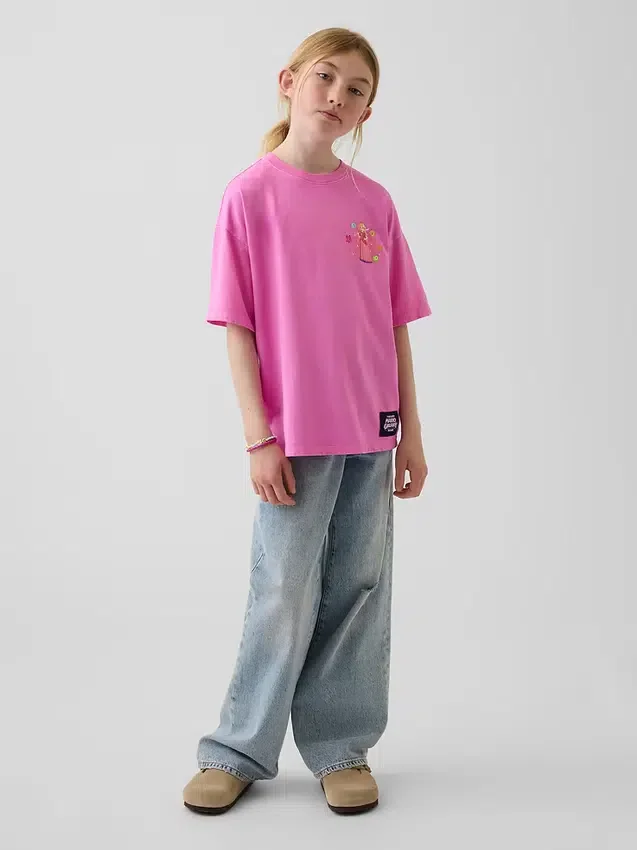 Dziecięcy T-shirt z nadrukiem Super Mario o luźnym kroju