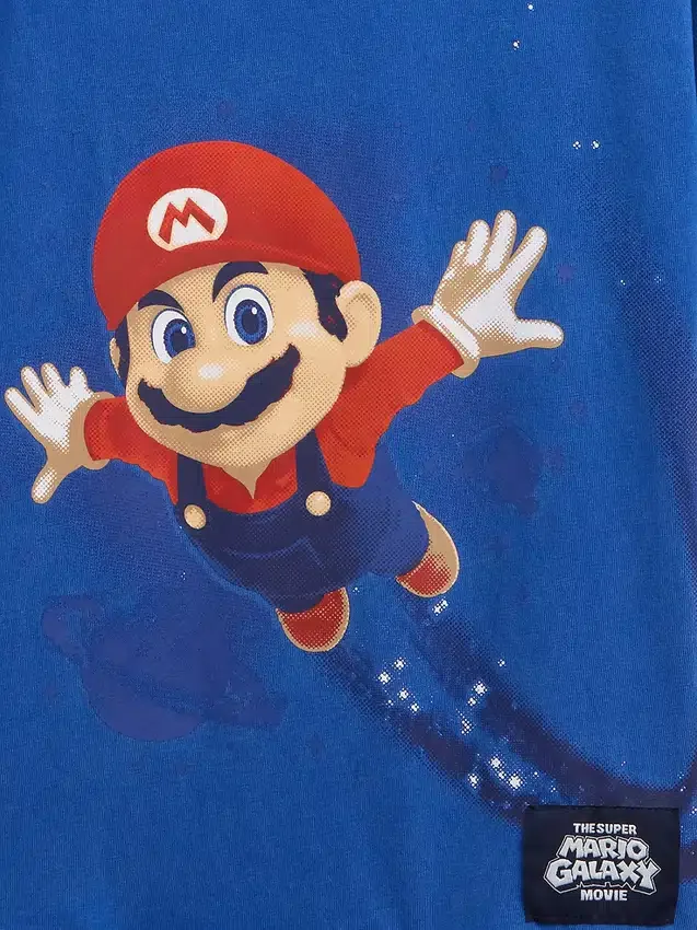 Dziecięcy T-shirt z nadrukiem Super Mario o luźnym kroju