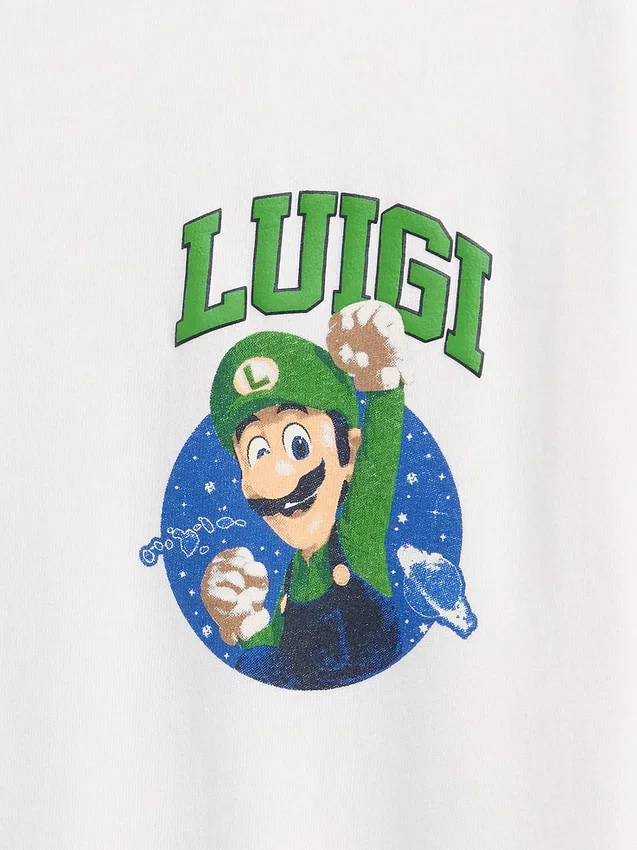Dziecięcy T-shirt z nadrukiem Super Mario o luźnym kroju