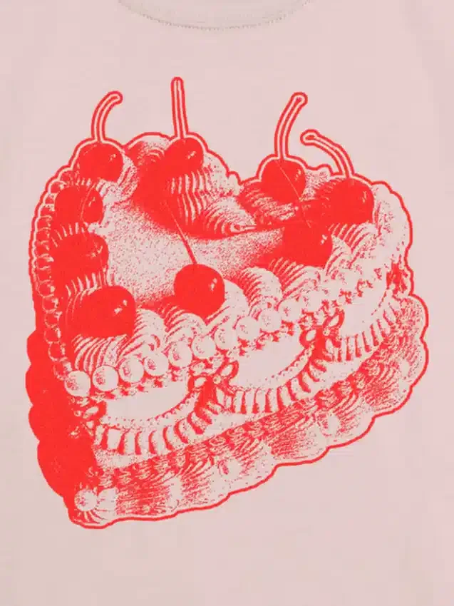 Dziecięcy T-shirt z nadrukiem „Vintage Heart Cake”