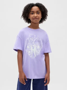 Dziecięcy T-shirt z nadrukiem w stylu oversize o kroju tuniki
