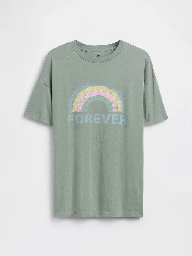 Dziecięcy T-shirt z nadrukiem w stylu oversize o kroju tuniki