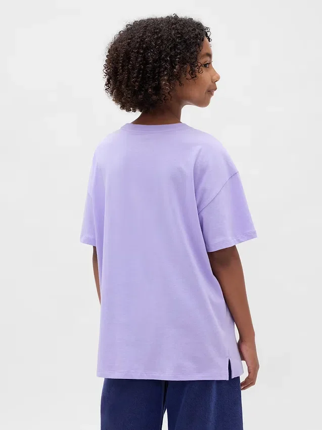 Dziecięcy T-shirt z nadrukiem w stylu oversize o kroju tuniki