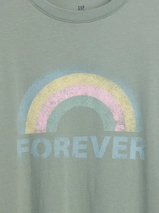 Dziecięcy T-shirt z nadrukiem w stylu oversize o kroju tuniki