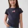 Dziecięcy T-shirt z prążkowanego materiału z haftem
