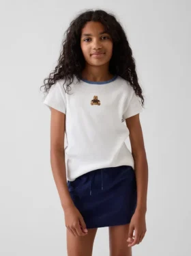 Dziecięcy T-shirt z prążkowanego materiału z haftem