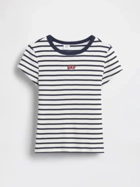Dziecięcy T-shirt z prążkowanego materiału z haftem