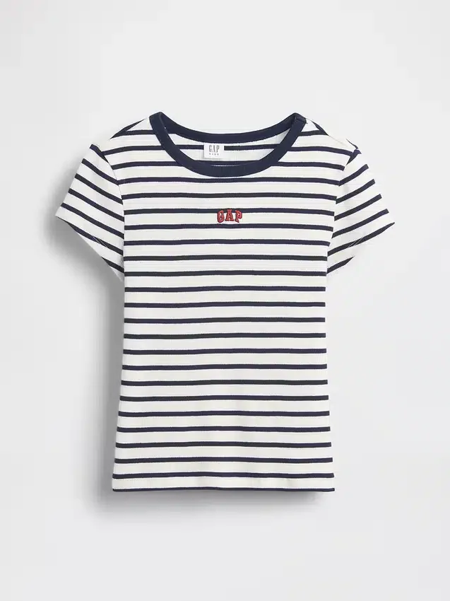 Dziecięcy T-shirt z prążkowanego materiału z haftem
