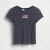 Dziecięcy T-shirt z prążkowanego materiału z haftem