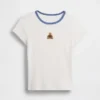 Dziecięcy T-shirt z prążkowanego materiału z haftem