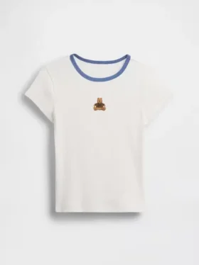 Dziecięcy T-shirt z prążkowanego materiału z haftem