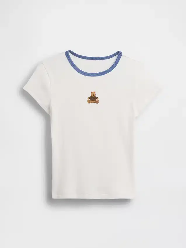 Dziecięcy T-shirt z prążkowanego materiału z haftem