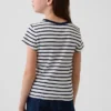 Dziecięcy T-shirt z prążkowanego materiału z haftem