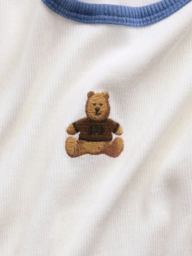 Dziecięcy T-shirt z prążkowanego materiału z haftem