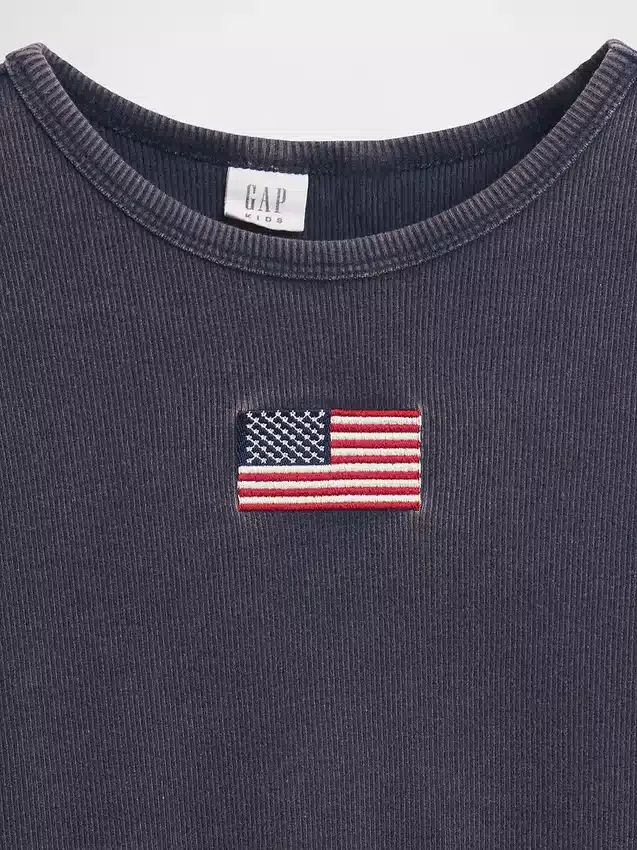 Dziecięcy T-shirt z prążkowanego materiału z haftem