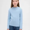 Dziecięcy T-shirt z prążkowanym dekoltem typu mockneck