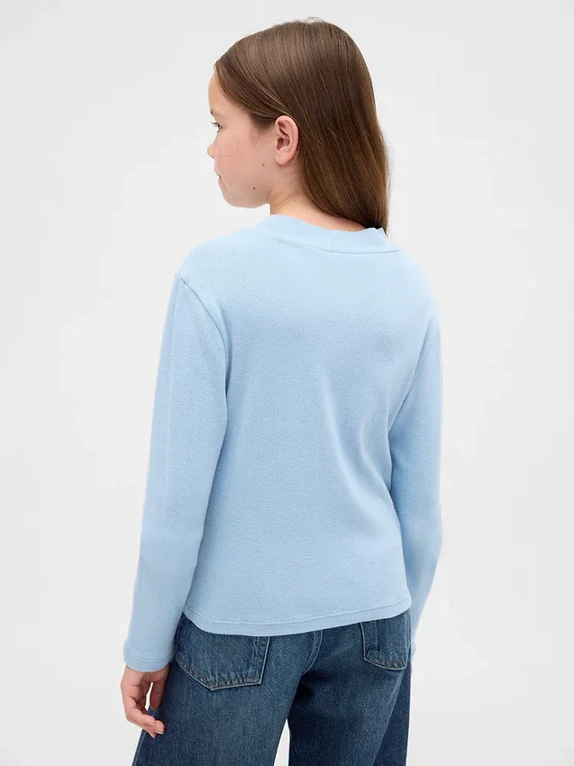 Dziecięcy T-shirt z prążkowanym dekoltem typu mockneck