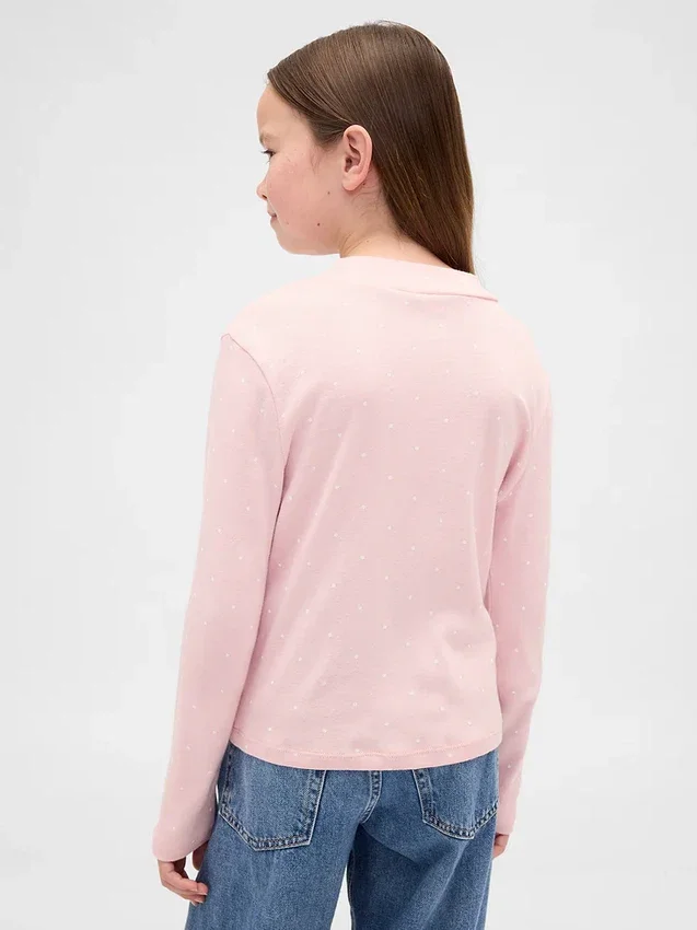 Dziecięcy T-shirt z prążkowanym dekoltem typu mockneck