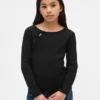 Dziecięcy T-shirt z prążkowanym wykończeniem i kokardką