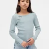 Dziecięcy T-shirt z prążkowanym wykończeniem i kokardką